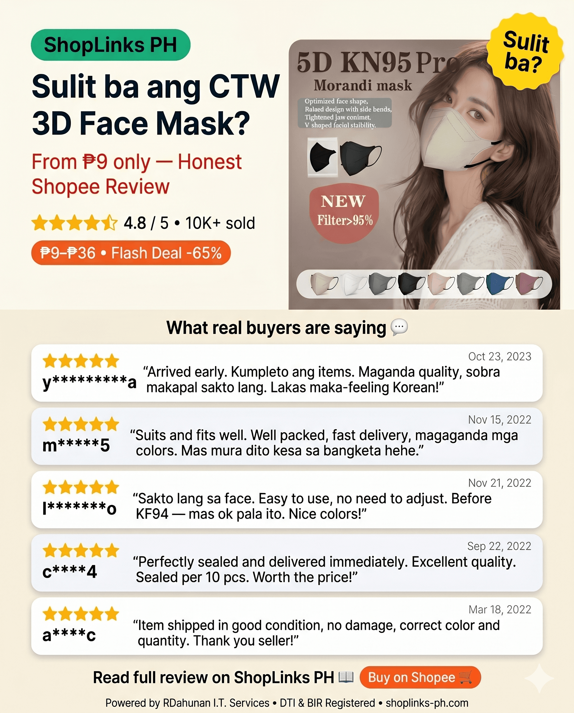Sulit ba ang CTW 3D Face Mask sa ₱9? cover