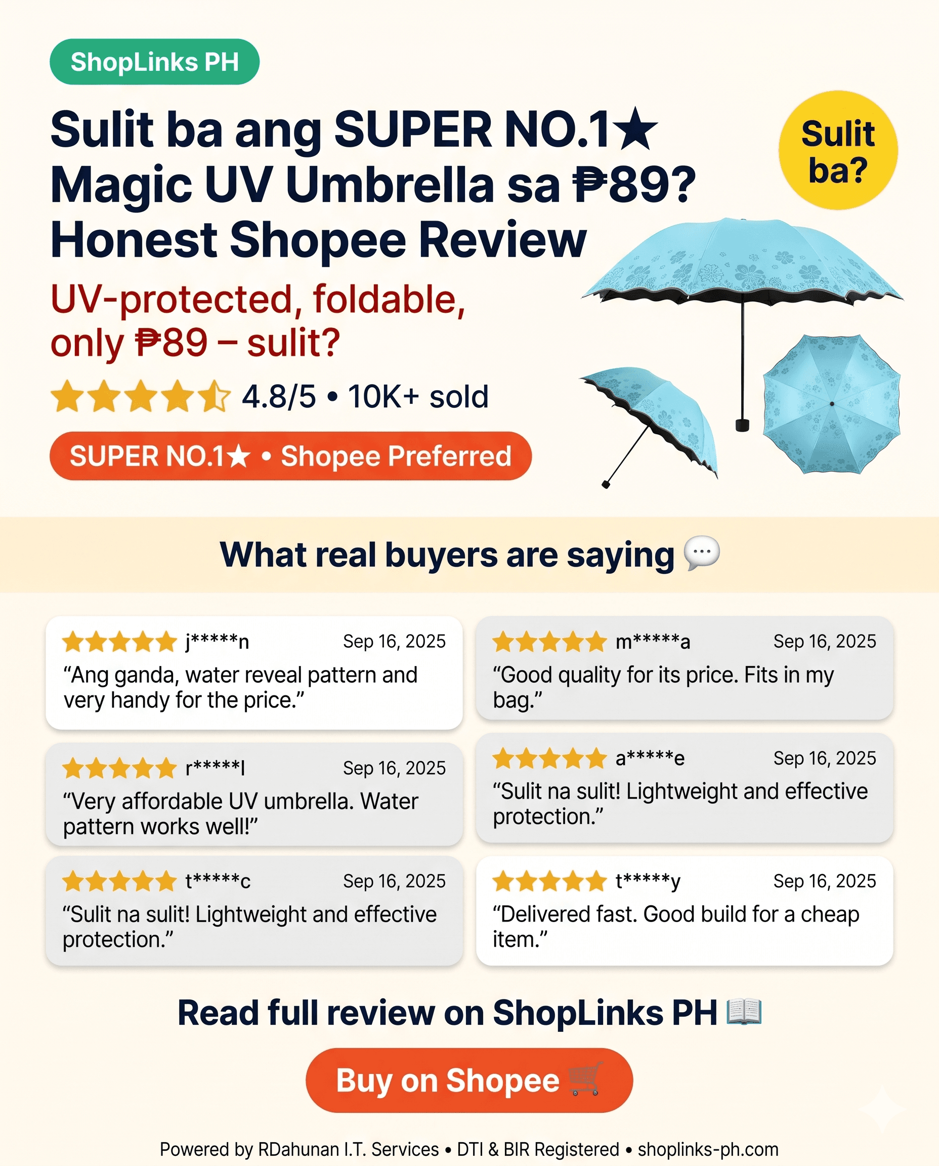 Sulit ba ang SUPER NO.1★ Magic UV Folding Sun/Rain? cover