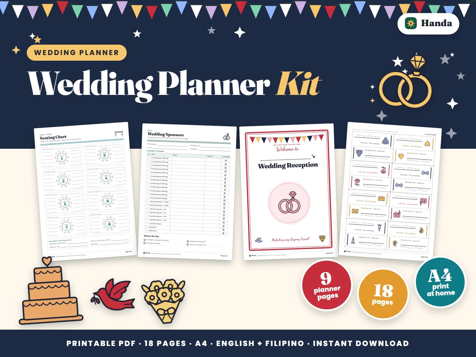 Sponsors list, checklist, 75-guest list, budget, program, seating charts and signs.