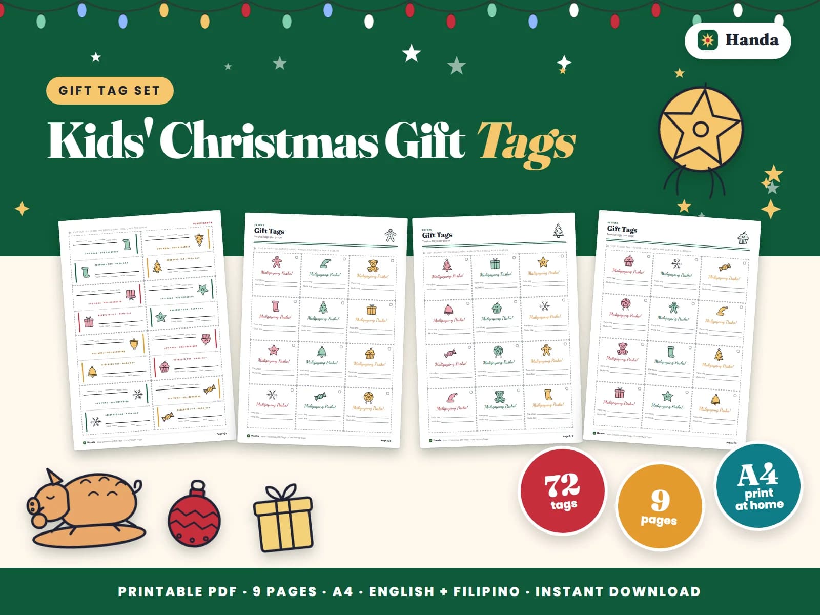 Cheerful picture tags for kids' gifts and goodie bags.