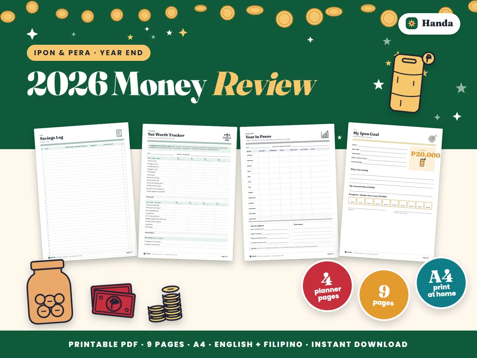 Review your money year: wins, leaks, savings and lessons, with a year overview.