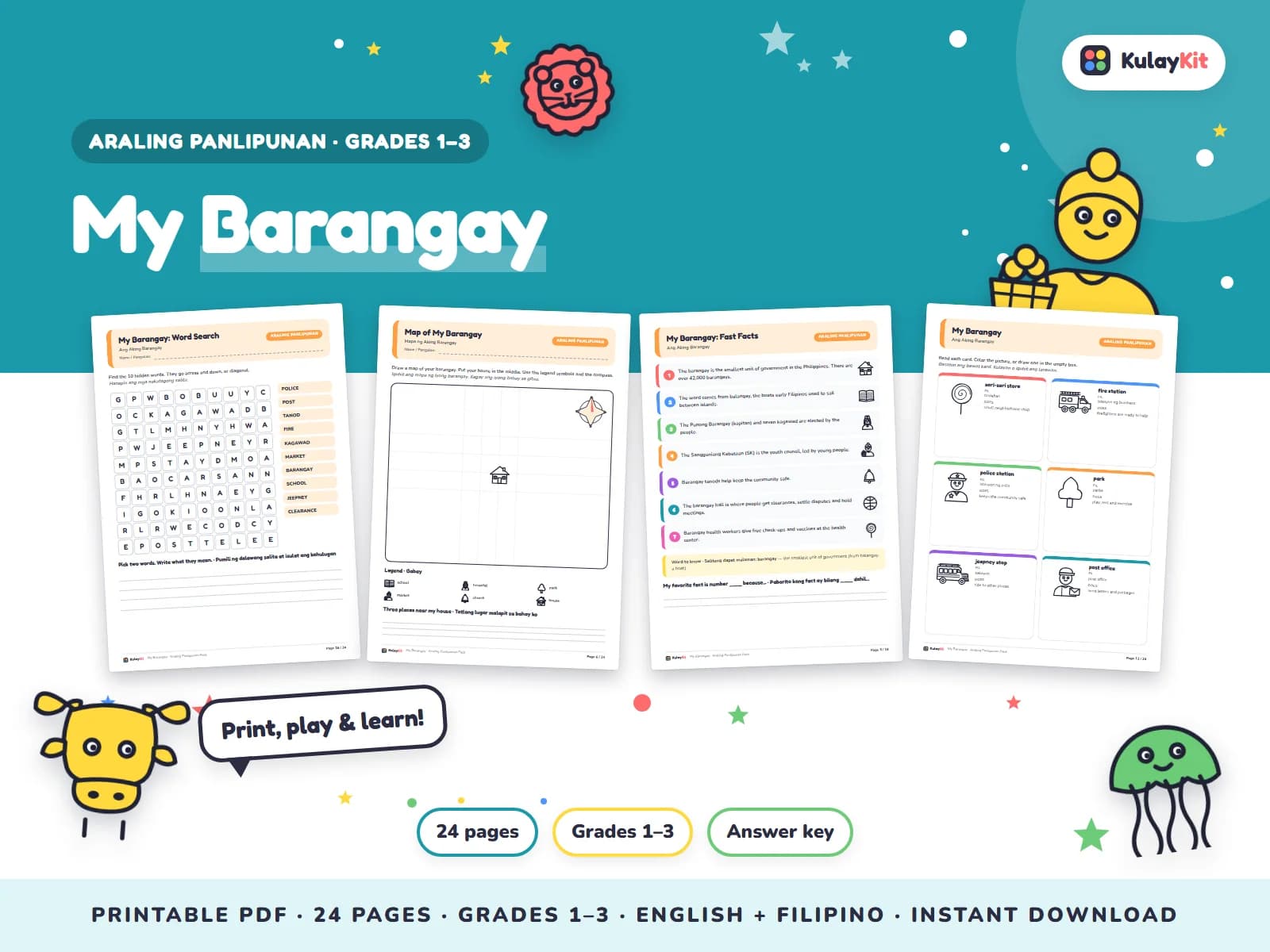 Araling Panlipunan activities about the Philippines.
