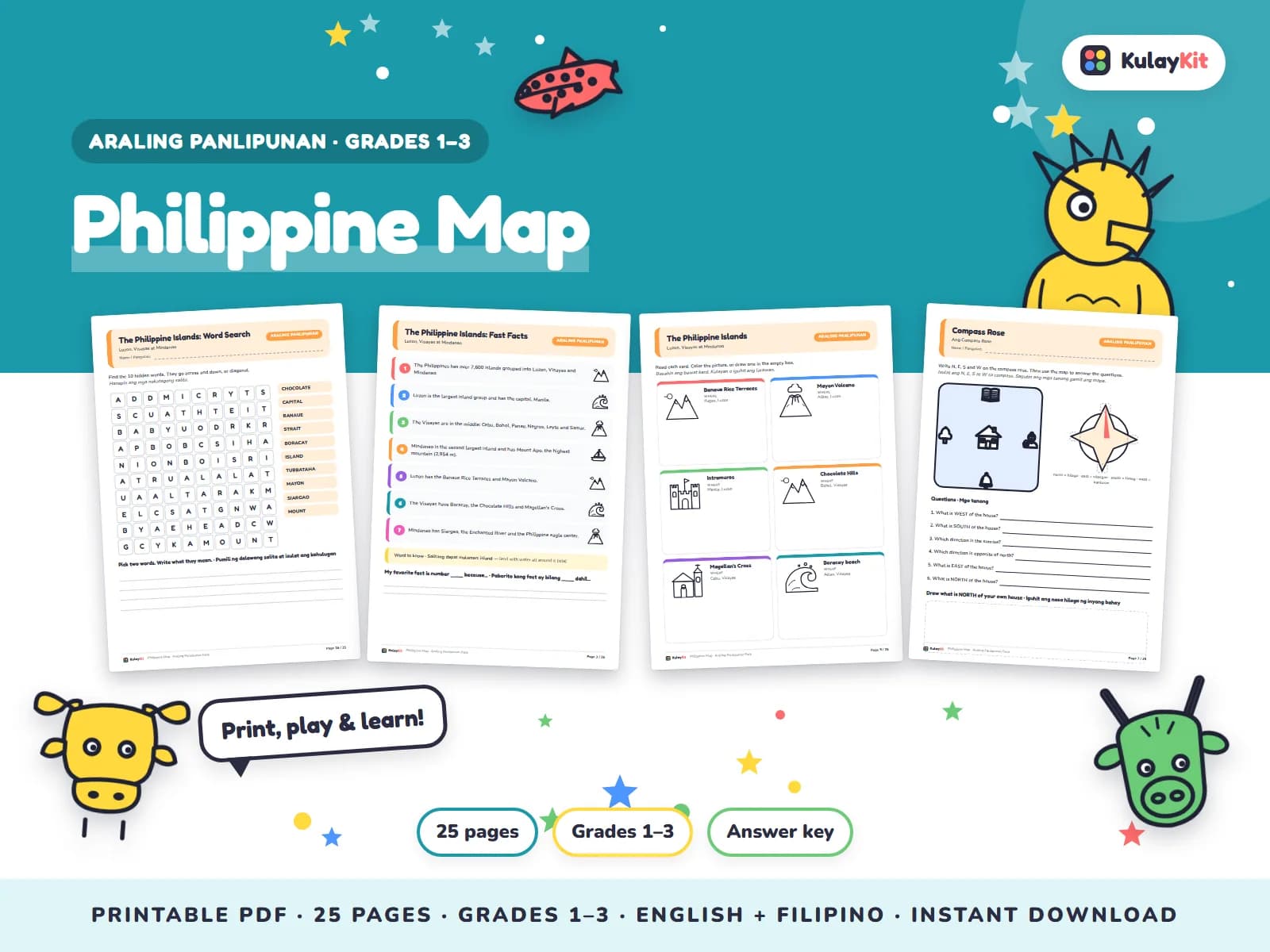 Araling Panlipunan activities about the Philippines.