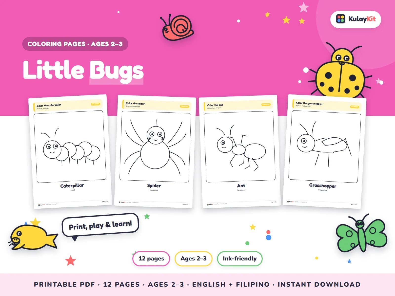 Colorful, modern coloring pages drawn for Filipino kids.