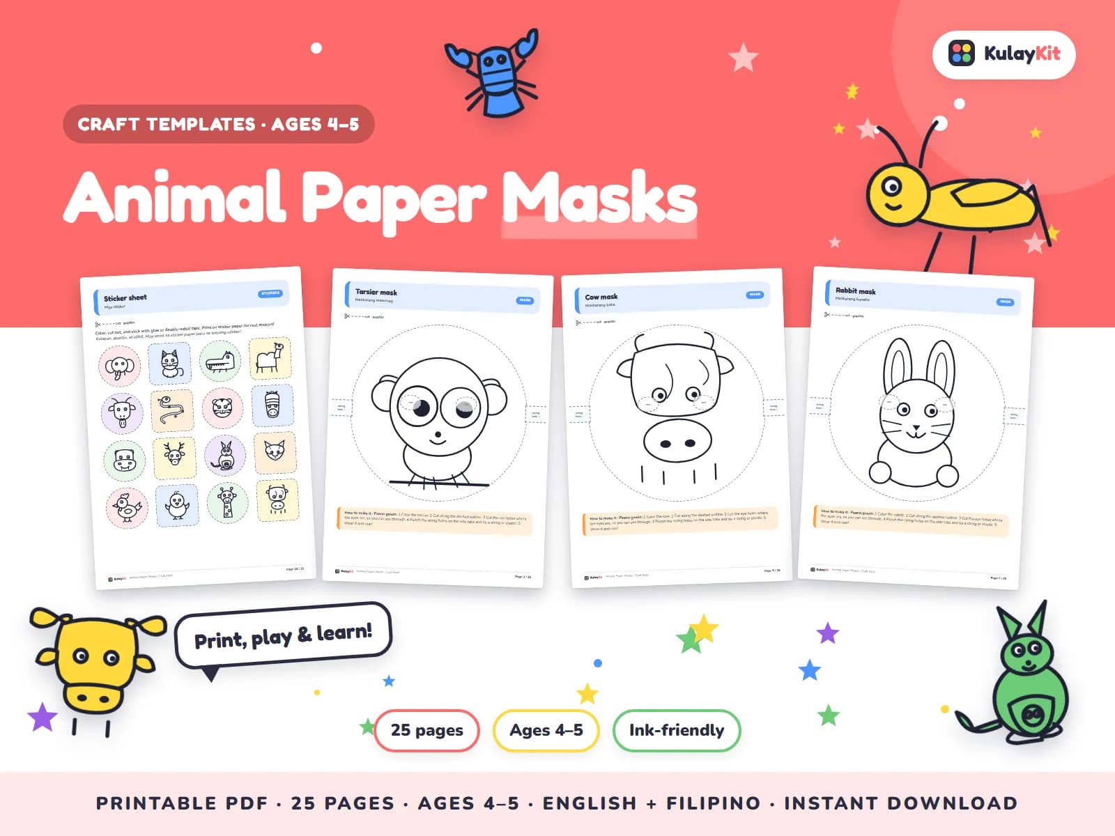 Cut, fold, and glue paper crafts.