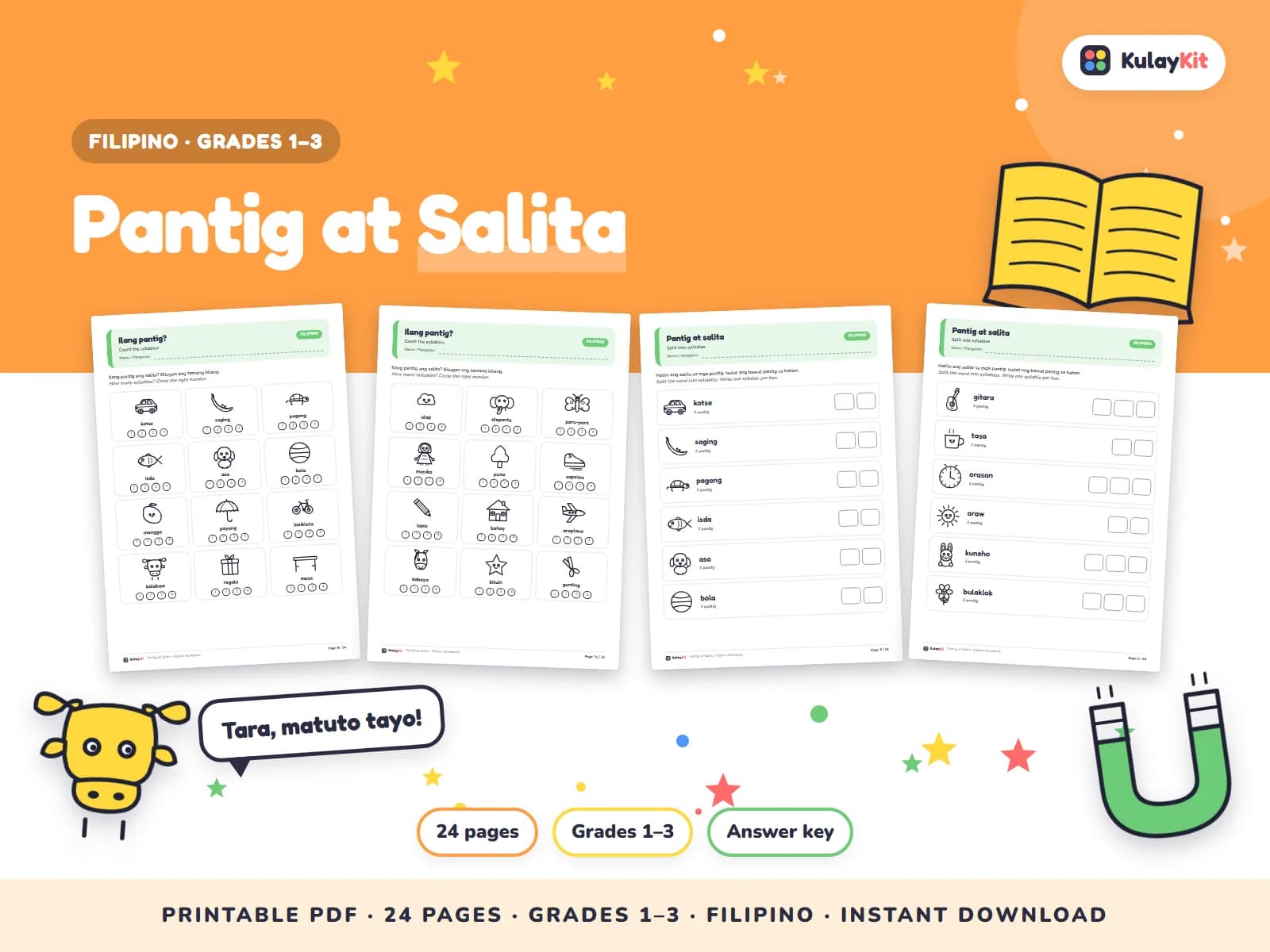 Wikang Filipino worksheets written in natural, correct Filipino.