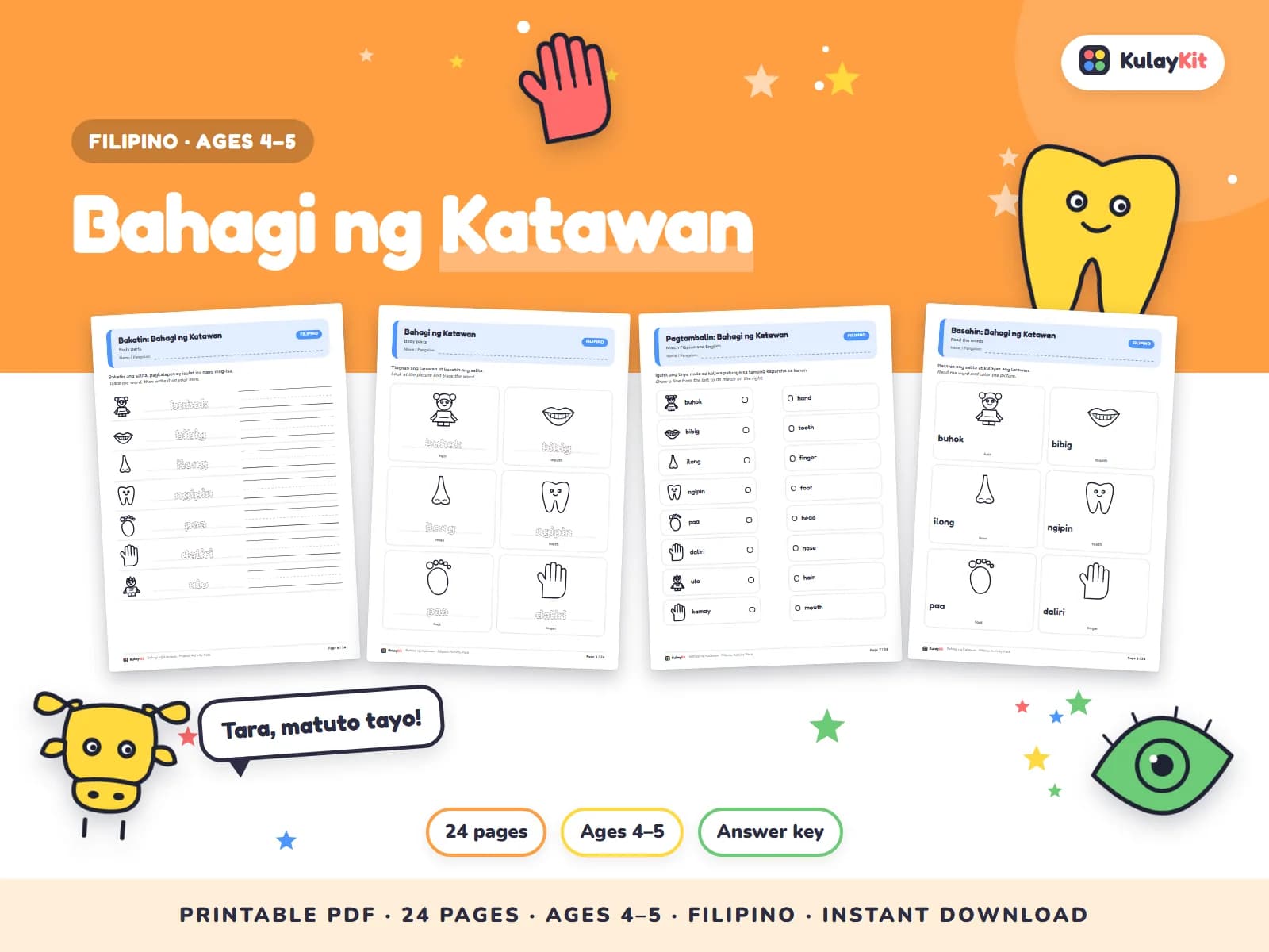 Wikang Filipino worksheets written in natural, correct Filipino.