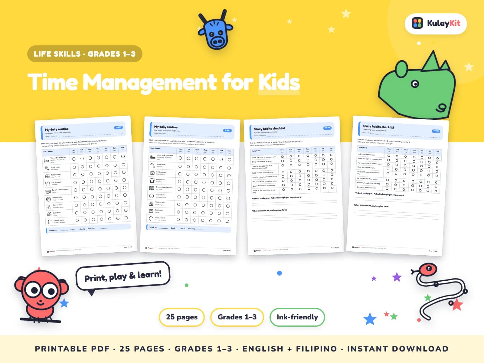 Charts, trackers, and values pages for growing kids.