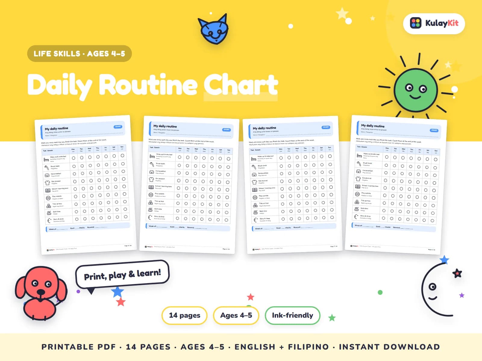 Charts, trackers, and values pages for growing kids.