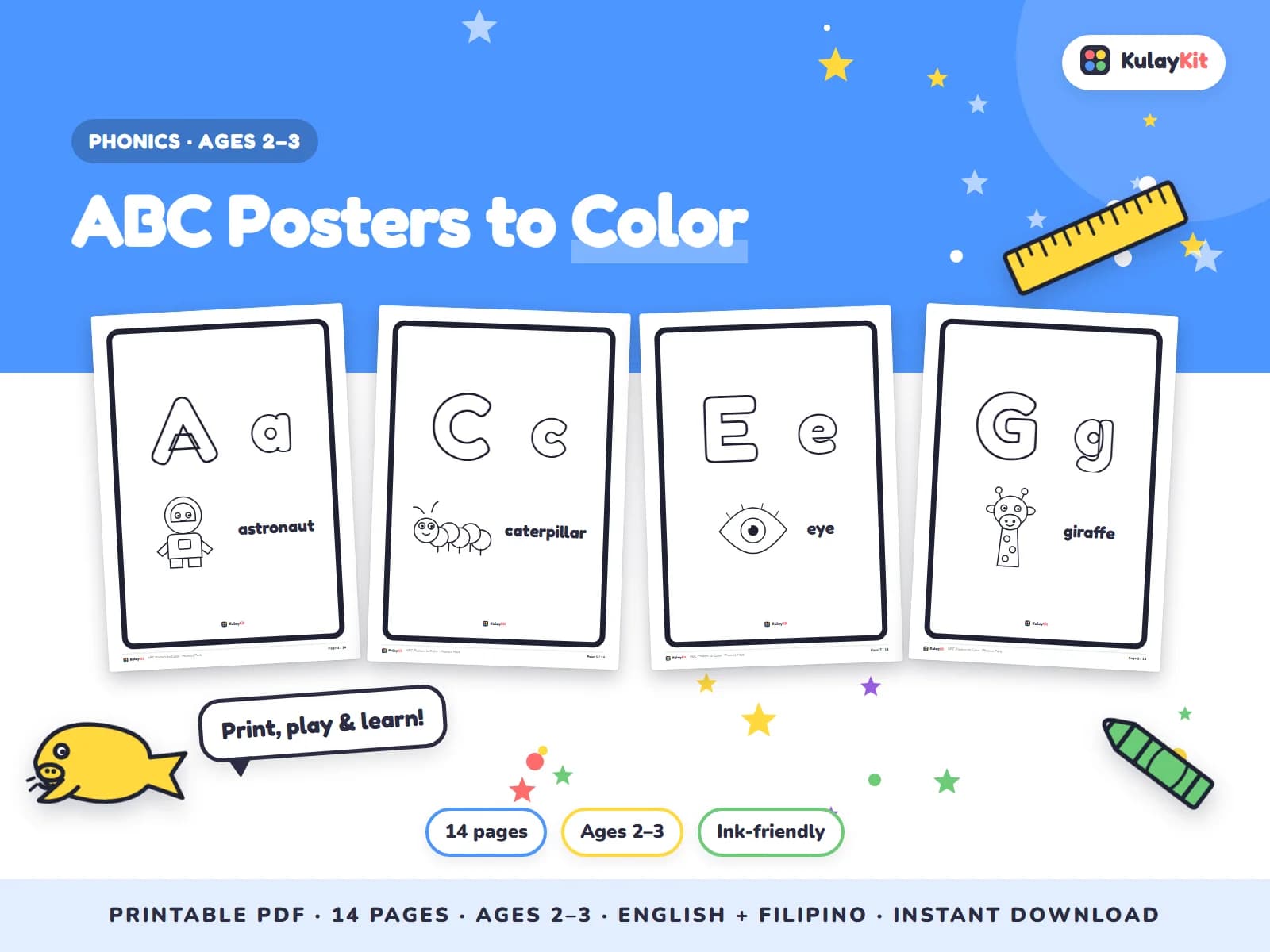 Phonics and alphabet practice for early readers.