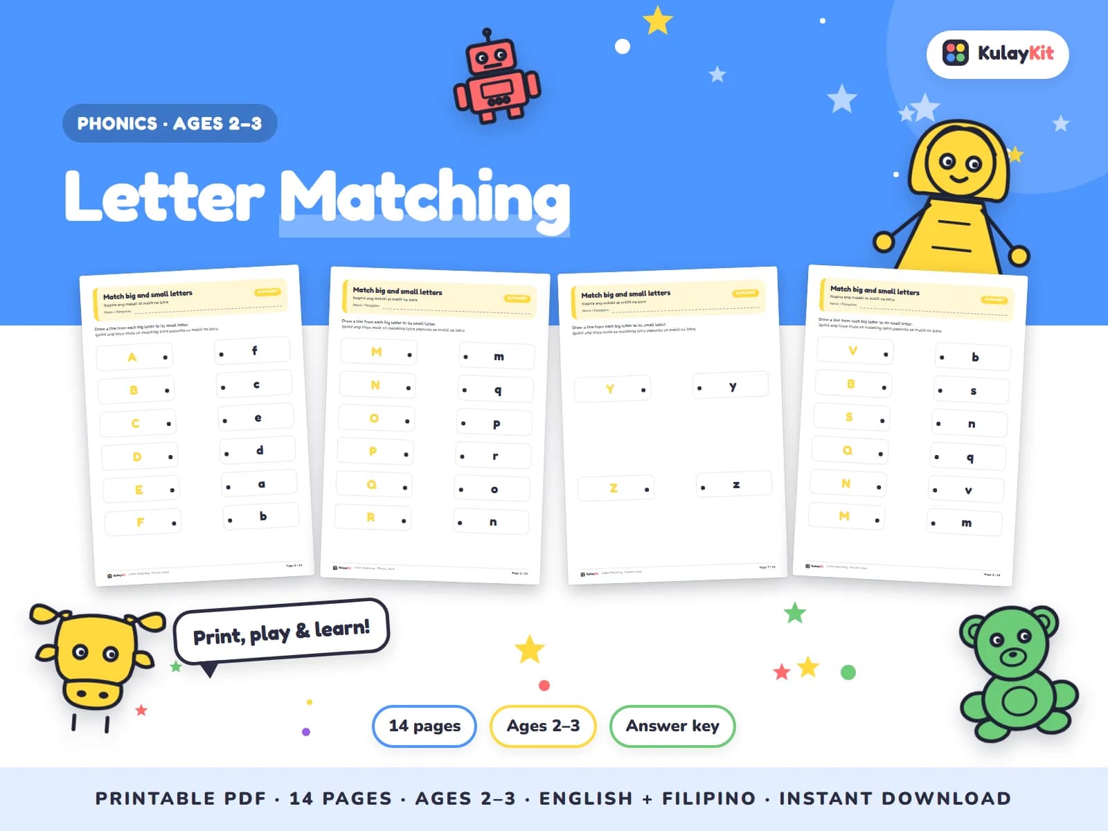 Phonics and alphabet practice for early readers.