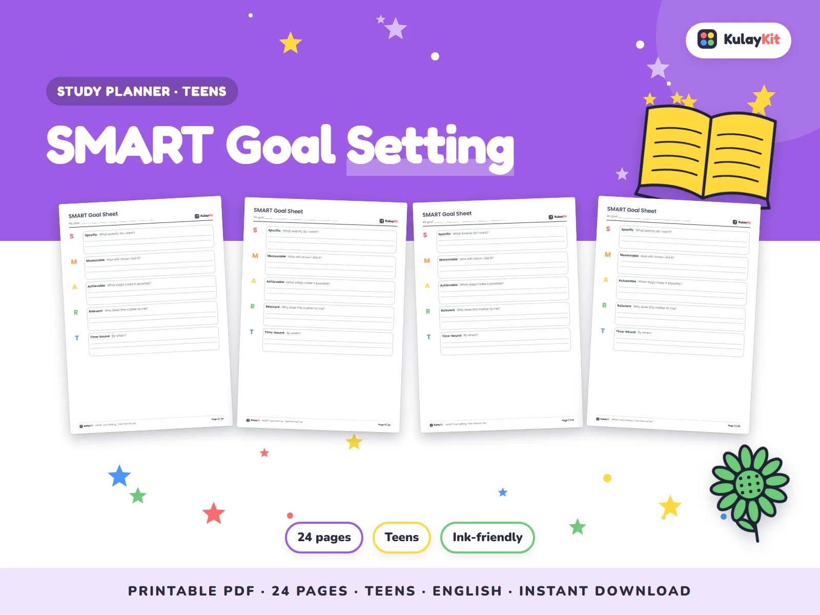 Clean, minimal planner pages for students.