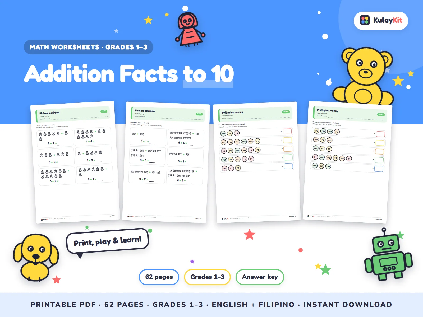 Addition Facts to 10 Printable for Grades 1–3 — ShopLinks PH